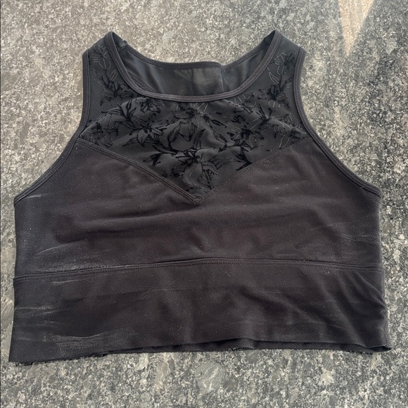 Black Floral Crop Top by Betsey Johnson size small athletic bra (no padding) - Picture 1 of 3